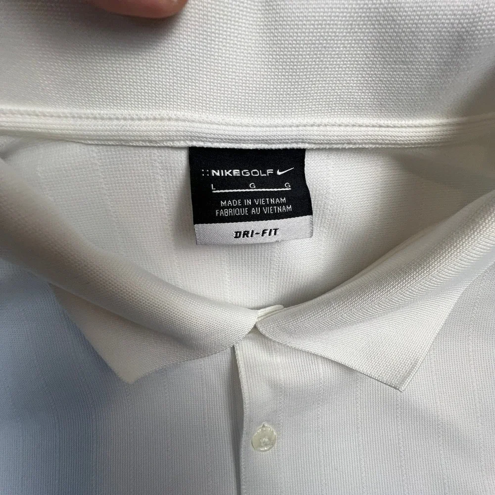 Nike Golf Dri Fit White Mens Polo Large Shirt Embroidered Unum Logo - Picture 3 of 11